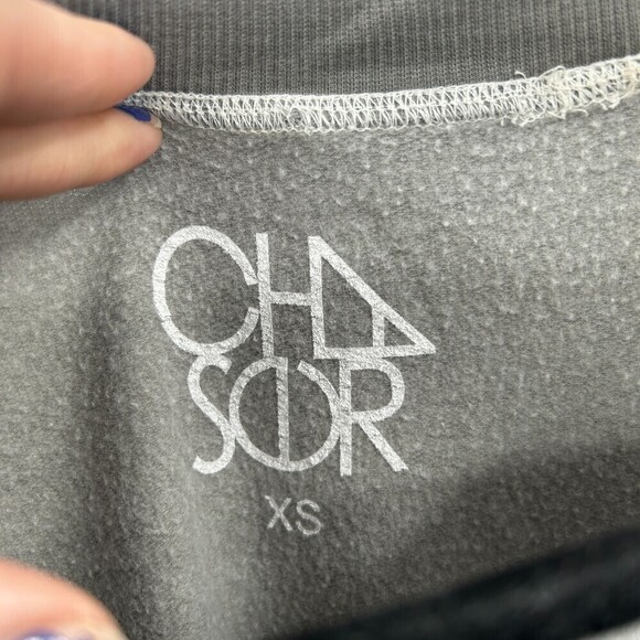 NWT CHASER Gray Super Soft Reverse Fleece Shoulder Crew Neck Sweater Size XS - Picture 4 of 4
